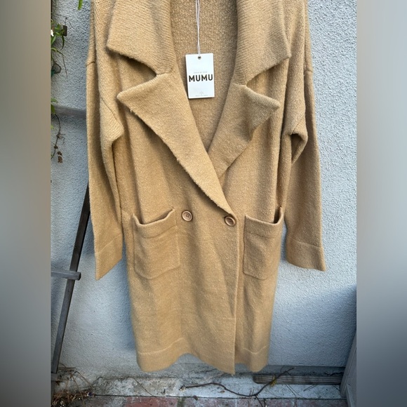 Show Me Your Mumu Melrose Double Breasted Duster Sweater Coat Camel Tan - Picture 7 of 7